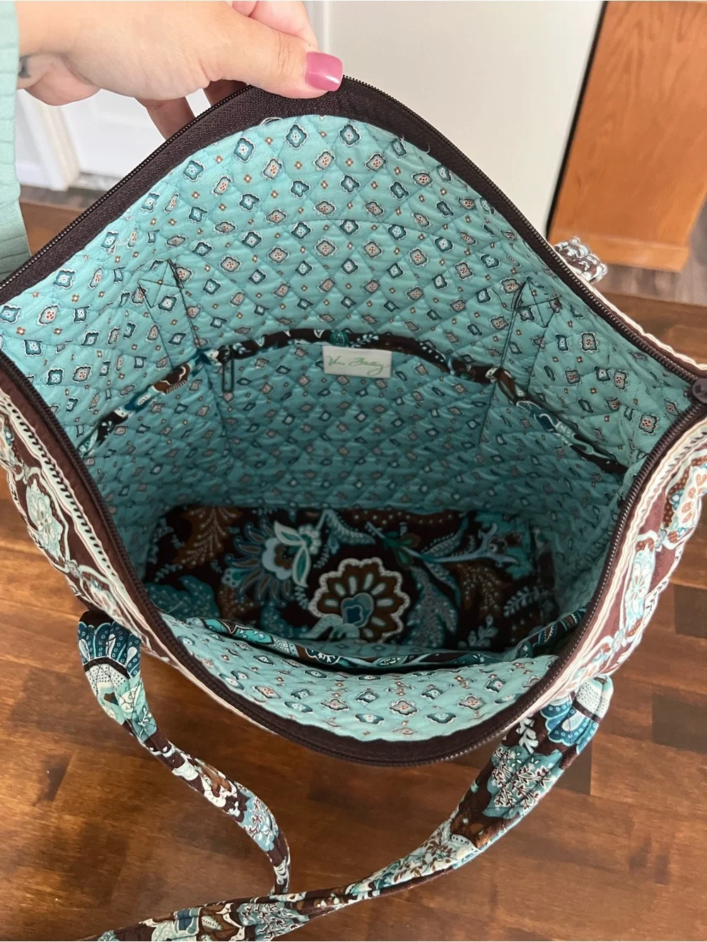Vera Bradley Java Blue Zip Top Tote & Wallet